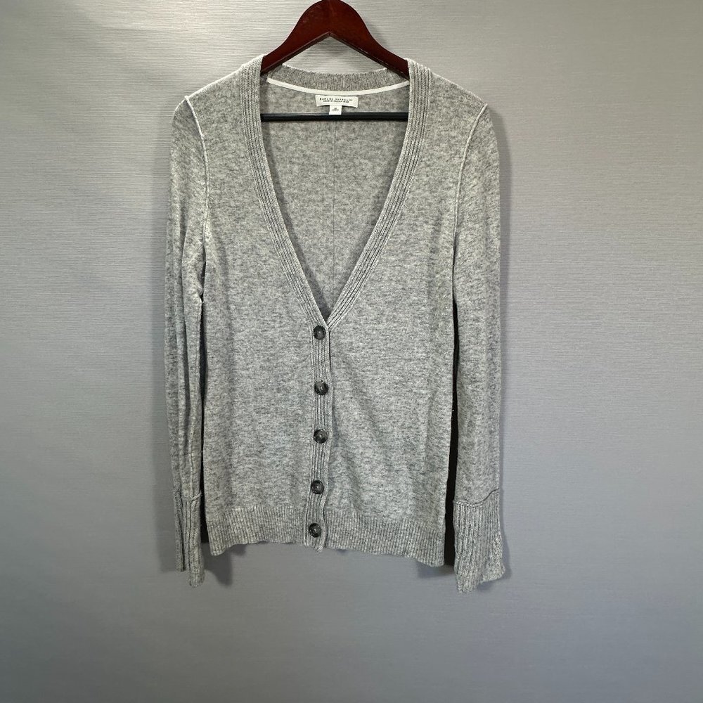 Banana Republic Sweater Womens Medium Cardigan Gray Wool Cashmere Button Up VNec